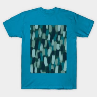 Abstract Shades of Green Paint Brush Effect T-Shirt